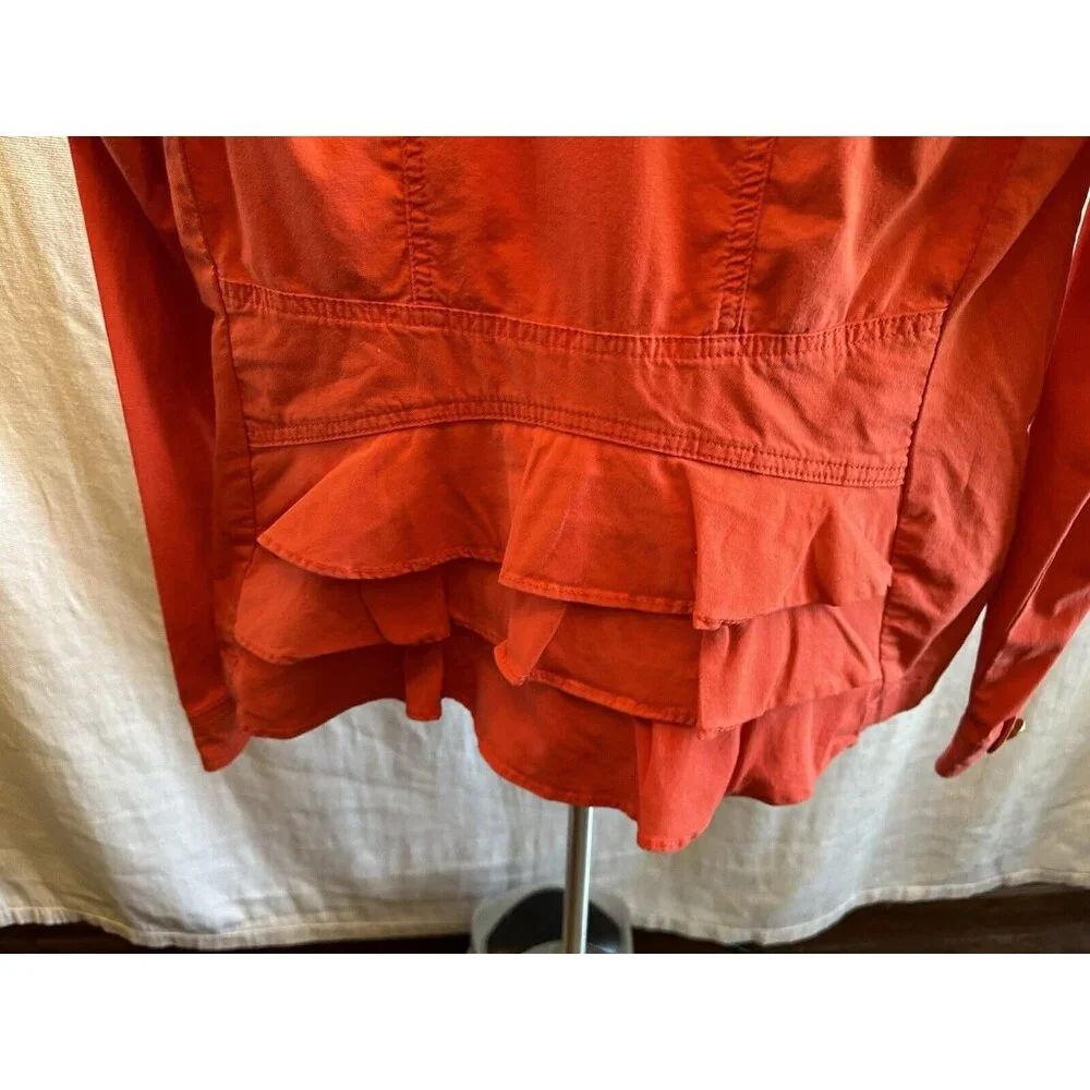 CAbi 727 Taylor‎ Ruffle Back Jacket In Lobster Medium Pockets - Picture 11 of 13